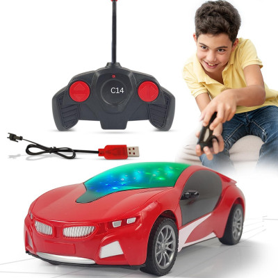 Tenmar Chargeable 3D Remote Control Lighting Famous Car for 3+ Years Kids F18(Red)