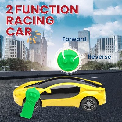 Toodles NEW_Wireless Remote Control Fast Modern Car With 3D Light(Yellow)