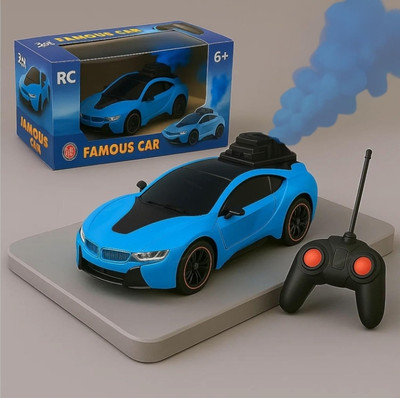 APJ enterprise Remote Control 3D Famous car Toy for Kids with Smoke Effect or LED Lights(Blue)