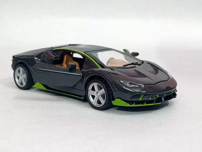 RAMSHREE Premium Die-Cast Metal Sports Car Model Toy with Opening Doors & Pull-Back(Black)