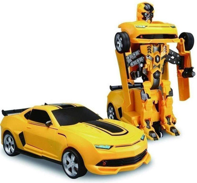 CASSOWARY 2 in 1 Auto Convertible Transforming Robot Car Toy for Kids with Light & Sound(Yellow)