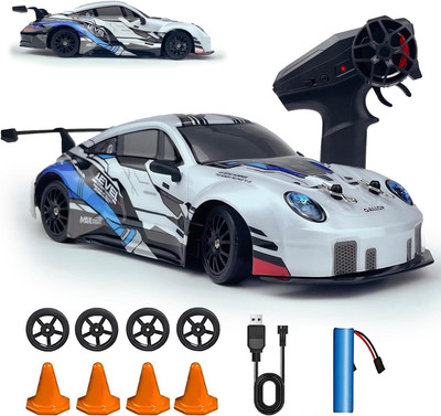 PAPASpace 1:24 RC Drift Car 4WD High Speed Racing Car with Remote,LED Light,Drift Tires(Multicolor)