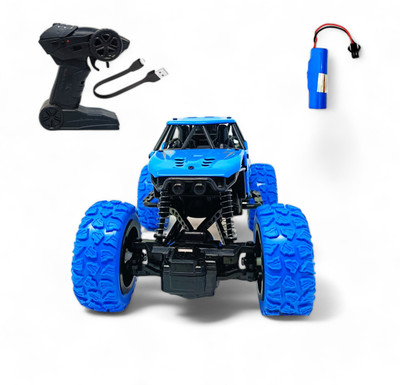 FANSEEKART Metal Body Rechargeable Remote Control Rock Crawler Car with Mist Effect_A4(Blue)