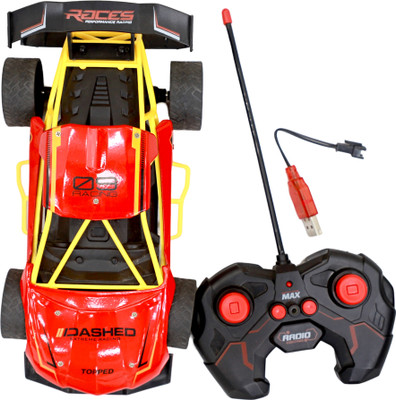 GEX Red Rc Sports Racing Remote Control Car With Rubber Tires | Rechargeable Toy Car(Red)
