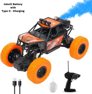 FUNBOX Remote Control Car Toy with Spray Smoke Feature|Rock Crawler Toy with High-Speed(Rc Car 4x4 - Monster truck Remote Control for kids)