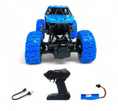 FANSEEKART Metal Body Rechargeable Remote Control Rock Crawler Car with Mist Effect_B8(Blue)