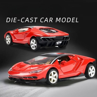 Yuven Red Die-Cast Metal Sports Car Toy Door Opening, Rubber Tires(Red)