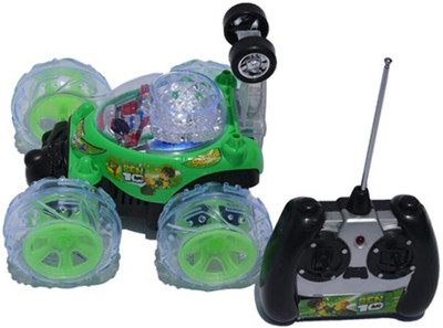 TOYACHI Rechargeable Remote Control 360 Degree Rotating Stunt Car for Kids M84(Green)