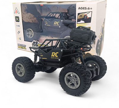 FANSEEKART Remote Control Metal Rock Crawler monster Car with Smoke mist Effect for kids_46(Green and Blue)