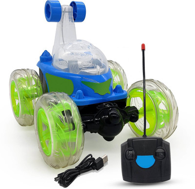 JOYWHIZ Rechargeable Stunt Car Big Size 360 Degree Rotating Remote Control_B-45(Blue)