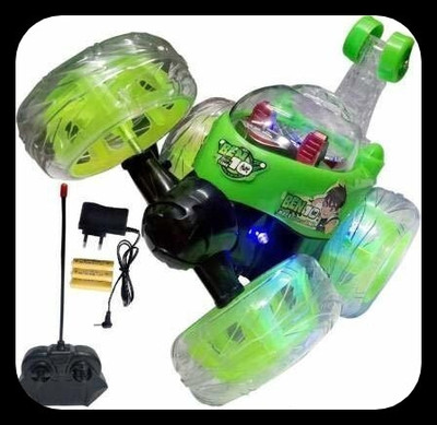 U.R.M. Enterprises Rechargeable Remote Control 360 Degree Rotating Stunt Car for Kids M88_new821(Green)