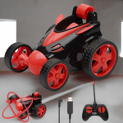 Just97 Rechargeable 360° Rotating & Rolling Small Stunt Car for Kids_M993(Red)