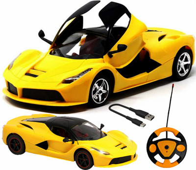 Wishkart 1:16 Scale RC Rechargeable Super Racing Car With Opening Doors & LED Head Lights(Multicolor)