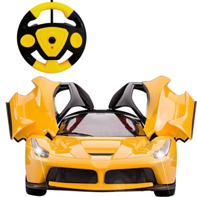 AR KIDS TOYS Remote Controlled Rechargeable Car with Opening Doors and LED Headlight for Kids(Yellow)