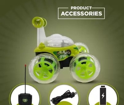 Tenmar Best Stunt Car 360° Twisting Remote Control for Kids Music ,Lights_114(Multicolor)