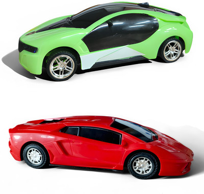Magic Moments 3D Remote Control Car with Lighting Effects Speed Racer RC Car 2-in-1 Set(Green, Red)