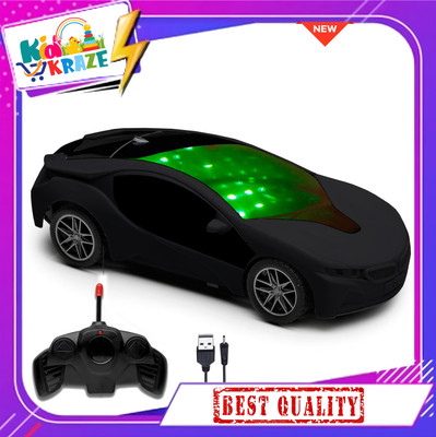 Kid Kraze New Rechargeable Famous Car Remote Control 3D with LED Lights,(Black)