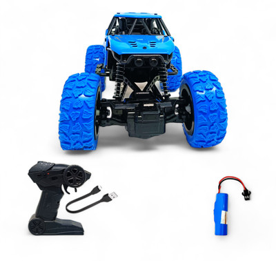 ZODZE Metal Body Rechargeable Remote Control Rock Crawler Car with Mist Effect_B9(Blue)