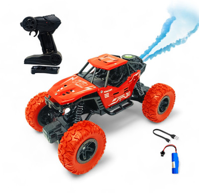 FANSEEKART Best Big Size Remote Rock Crawler Car with Metal Body, with Mist Spray Effect_86(Red)