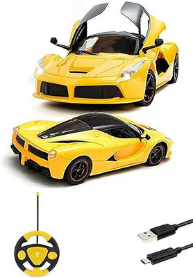 Pepstter Remote Controlled Rechargeable Super Car with Opening Doors(Yellow)