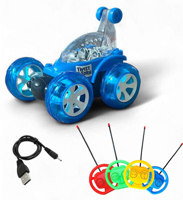 SMART BOY 360 Rechargeable Stunt Car With 3D Light and Music with USB Cable(Blue)