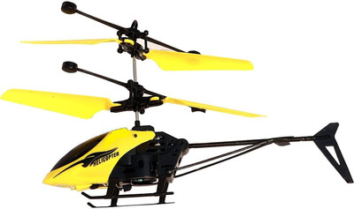 JOYWHIZ Kids Plastic Induction Type 2-in-1 Flying Helicopter with Remote28(Yellow)
