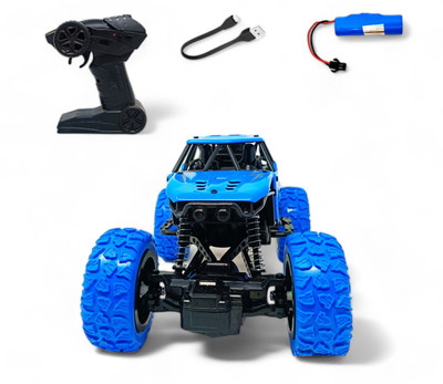 FANSEEKART Metal Body Rechargeable Remote Control Rock Crawler Car with Mist Effect_A3(Blue)