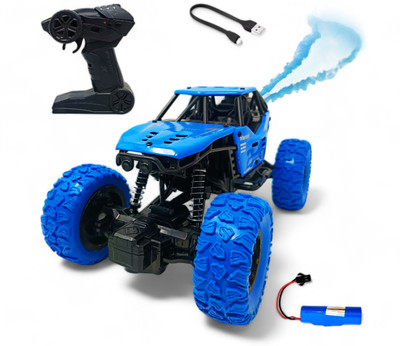 ZODZE Rechargeable Remote Control Rock Crawler Car with Metal Body and Mist Effect_M15(Blue)