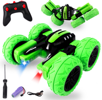 FIDDLERZ Remote Control Stunt Car Rechargeable 360° Flips Rotating 4WD Highspeed Car(Red)