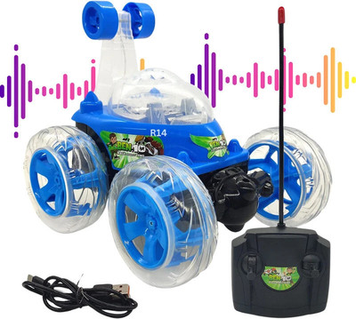 JOYWHIZ Rechargeable- Remote Control 360 Degree Rotating Stunt CAR for Kids B14(Blue)