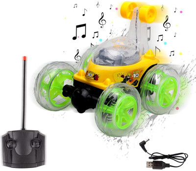 Space Age Rotating & Rolling Rechargeable Big Stunt Racing Car Toy with Remote Control(Multicolor)