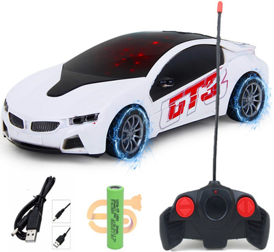 CADDLE & TOES Famous Car Remote Control 3D with LED Lights, Chargeable(White GT3)