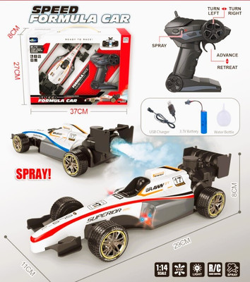 R D ENTERPRISES Speed Formula RC Car with Spray Effect, LED Lights, and Remote Control(Multicolor)