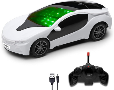 DakSam 3D Famous Car Remote Control 3D with LED Lights, Chargeable white colour(White, Black)