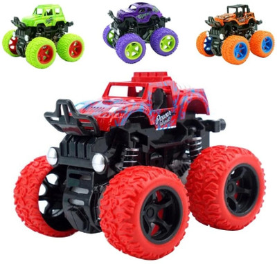 TITIRANGI 4 Pack 4WD Monster Truck Cars,Push and Go Toy Trucks Friction Powered Cars 4 Wheel Drive Vehicles for Toddlers Children Boys Girls Kids Gift-4PCS(Multicolor)