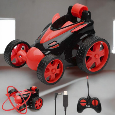 Mahi Zone Rechargeable 360° Rotating & Rolling Small Stunt Car for Kids_S1032(Red)