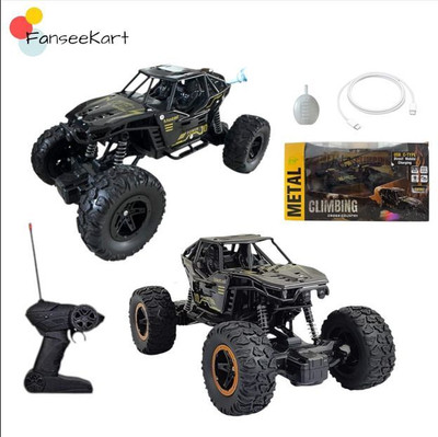 FANSEEKART Monster RC Car with Mist Smoke & LED Lights | Rechargeable Remote Control Toy(Black)