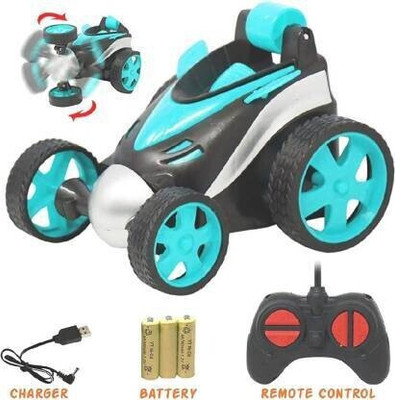 kdsn RC Stunt Car Vehicle 360° Rotating Rolling Radio Control Multicolor40(Blue)