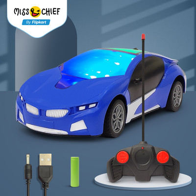 Miss & Chief High Speed Rechargeable Remote Control Car for Kids 3+ Years | 3D Lights RC Car(Blue)