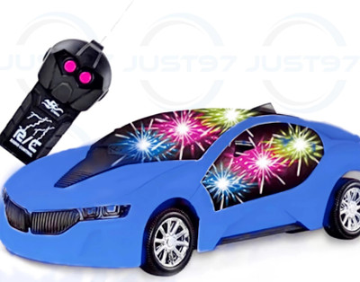 Tenmar Wireless Remote Control Fast Modern Car With 3D Light (Blue)(Blue)
