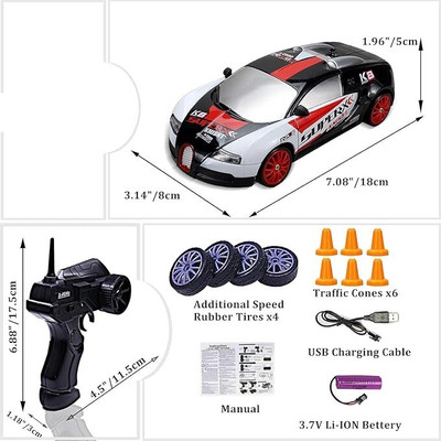 Bestie Toys Remote Control Car RC Drift 2.4GHz 1:24 Scale 4WD 15KM/H High Speed Model Vehicl(Multicolor)