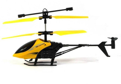 TOYSFIRE Kids Plastic Induction Type 2-in-1 Flying Helicopter with Remote3(Yellow)