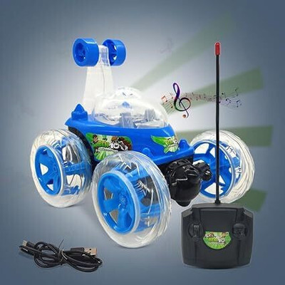 JOYWHIZ Remote Control Rechargable Acrobatic 360 Degree Twisting Stunt Car(Blue)