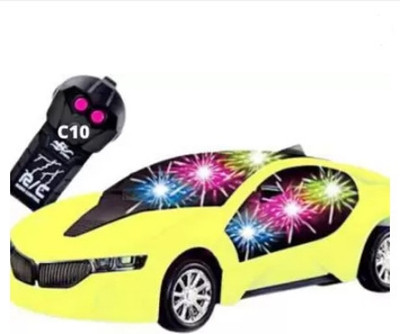 Tenmar Wireless Remote Control Fast Modern Car With 3D Light CAR_RC_YLW10 (Yellow)(White)