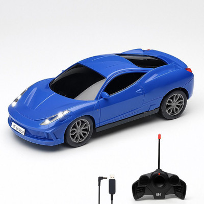 Brightway toys Famous Car Remote Control 3D with LED Lights, Chargeable(Blue)