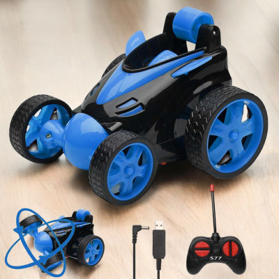 Mahi Zone Rechargeable 360° Rotating & Rolling Small Stunt Car for Kids_S89(Blue)