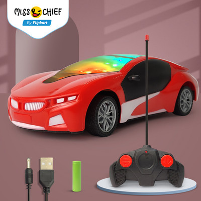 Miss & Chief High Speed Rechargeable Remote Control Car for Kids 3+ Years | 3D Lights RC Car(Red)