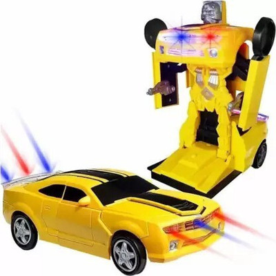 BBG New_Transformer Robot Car, Transform Robot Deformed chariot Light & Music(Yellow)