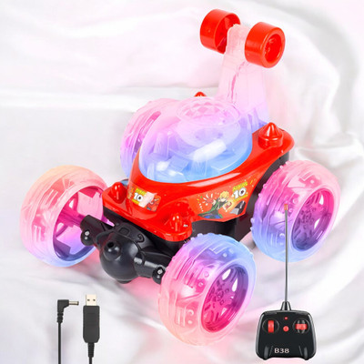 SNM97 Rechargeable Remote Control 360 Degree Stunt Car Music & Lights for Kids_508(Red)