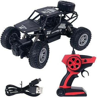 Budetto Rock Crawler Remote Control Car for Kids – 1:18 Scale 4x4 Off-Road Monster Truck(Black)